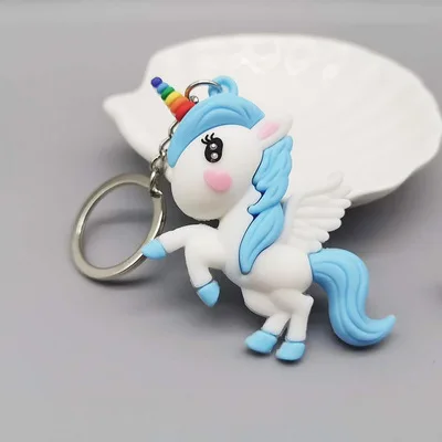 Creative Three-dimensional Color Unicorn Key Ring Pendant Promotional Rainbow Horse Bag Ornament Gift