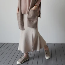 Винтажный теплый осенний свитер женский зимний длинный свитер вязаная юбка рыбий хвост свободный длинный халат Vestidos