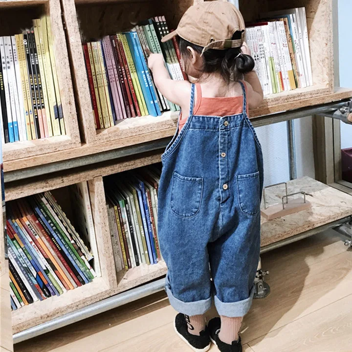 

Girls Jumpsuit Korean 2020 Spring Korean Casual Loose Denim Overalls for Girls 2 3 4 5 6 Y Kids Jeans Fashion Baby Overalls New