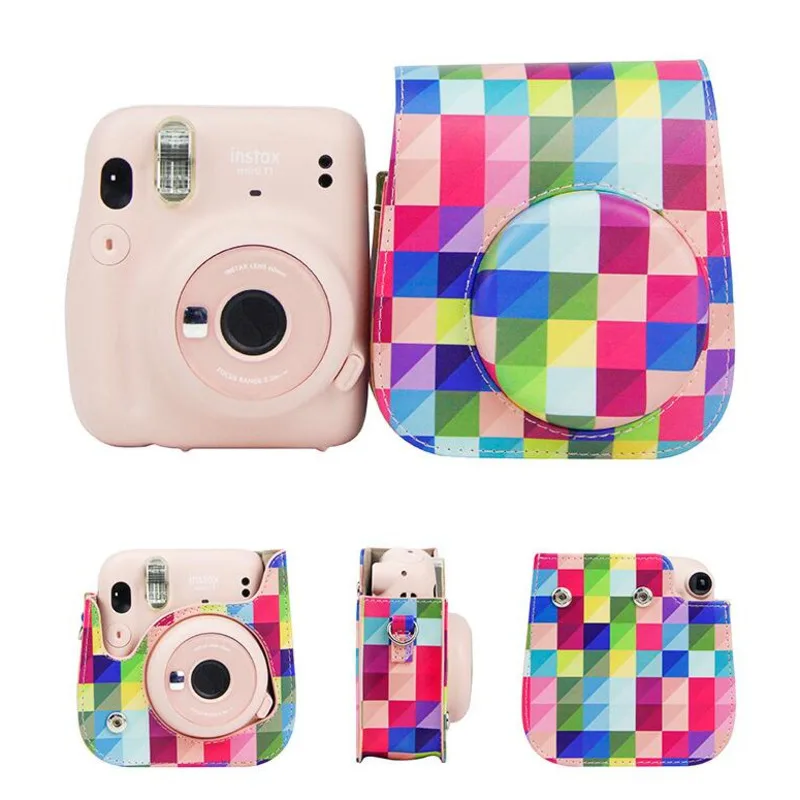 waterproof camera bag Shoulder Camera Protective Case Colorful Patterns Leather Camera Bag For Fujifilm Instax Polaroid Mini11 Mini 11 Case Handbags camera backpack for women Bags & Cases