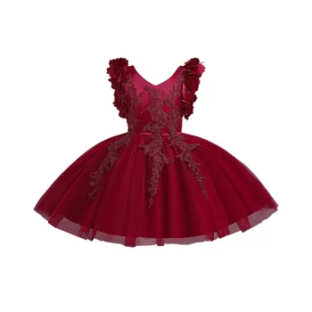 

New Girls Tutus Tutu Princess Dress Children's Wedding Party Flower Dresses Halloween Solid Color Tulle Ball Gown