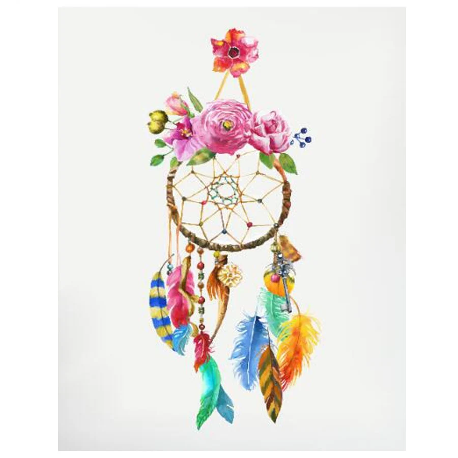 Full drill Square Round Diamond Embroidery sale feather Watercolor Dream Catcher Wall Art Diamonds Mosaic icons home decoration_副本