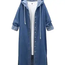 Yeokou Женская потертая Осенняя свободная мешковатая длинная джинсовая рубашка водителя куртка