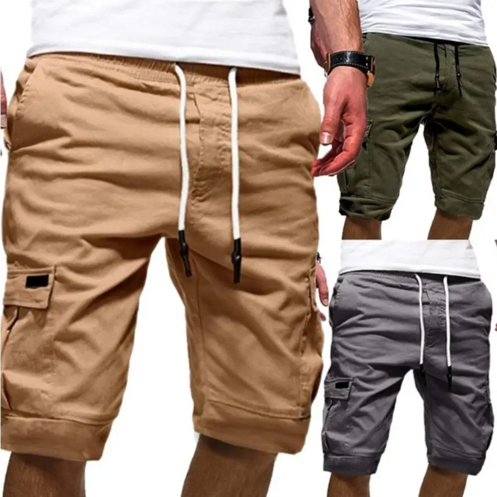 Pantalones cortos de verano para hombre, Shorts con múltiples bolsillos, con cordón, estilo playero, 2021