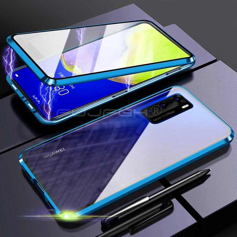 360 магнитный металлический адсорбирующий чехол для телефона Huawei P40Pro P30 Lite Mate 10