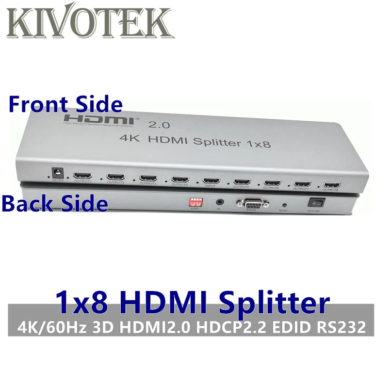 4K/60Hz HDMI Splitter 1x8Split 1-In 8-Out Hdmi ConnectorMale to Male AdapterFull 1080p3D EDID/RS232