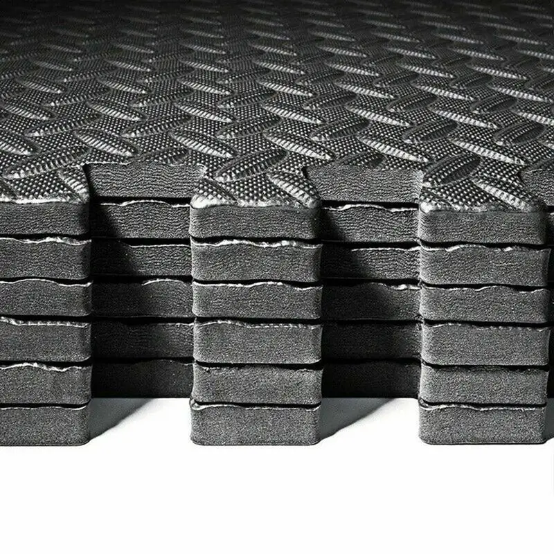 IMIKEYA 12pcs Puzzle Exercise Mat EVA Foam Interlocking Tiles Non-Slip Mat Protective Flooring for Home Gym Workout Dance Room Black
