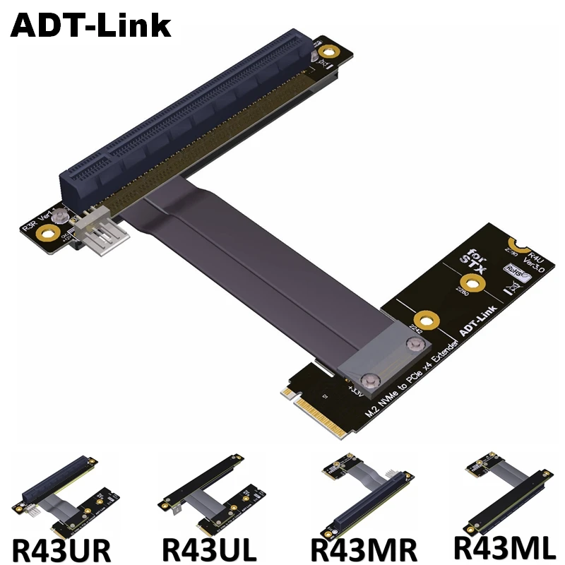 Удлинитель M.2 NVMe M для PCIe x4 x16 адаптер с углом 90 градусов материнской платы STX