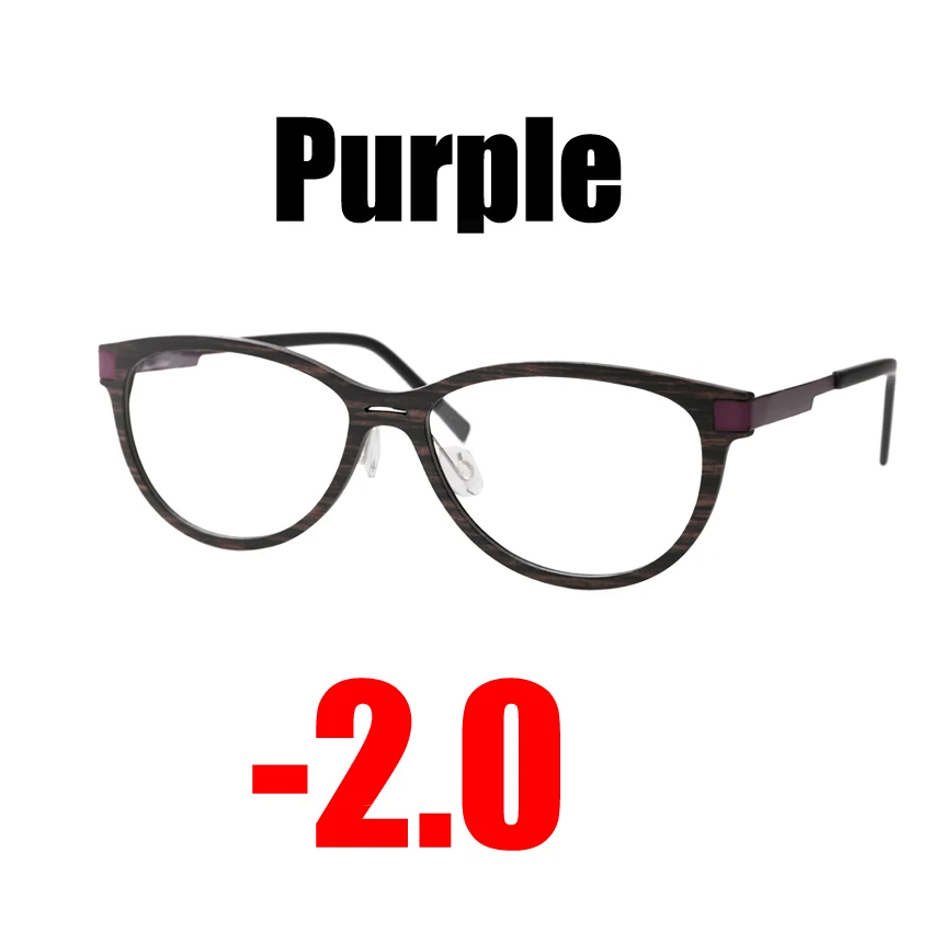 Purple -2.0 SOOLALA высококачественный анти-синий светильник для женщин очки для близорукости с подарочной упаковкой-0,5 от 0,75 до 5,0 6,0 оптическая оправа для очков по рецепту - Цвет оправы: Purple -2.0