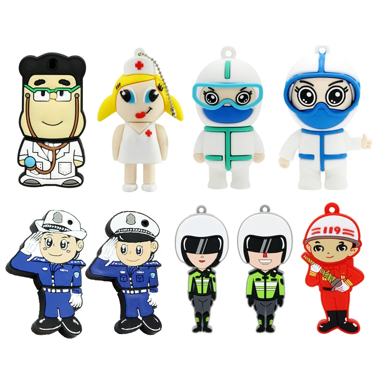 Mini Medici Infermiere Usb Flash Drive Dentista Pen Drive Cartoon Poliziotto Cantante Pompiere Pendrive 4Gb 8Gb 16Gb 32Gb 256Gb Disco U