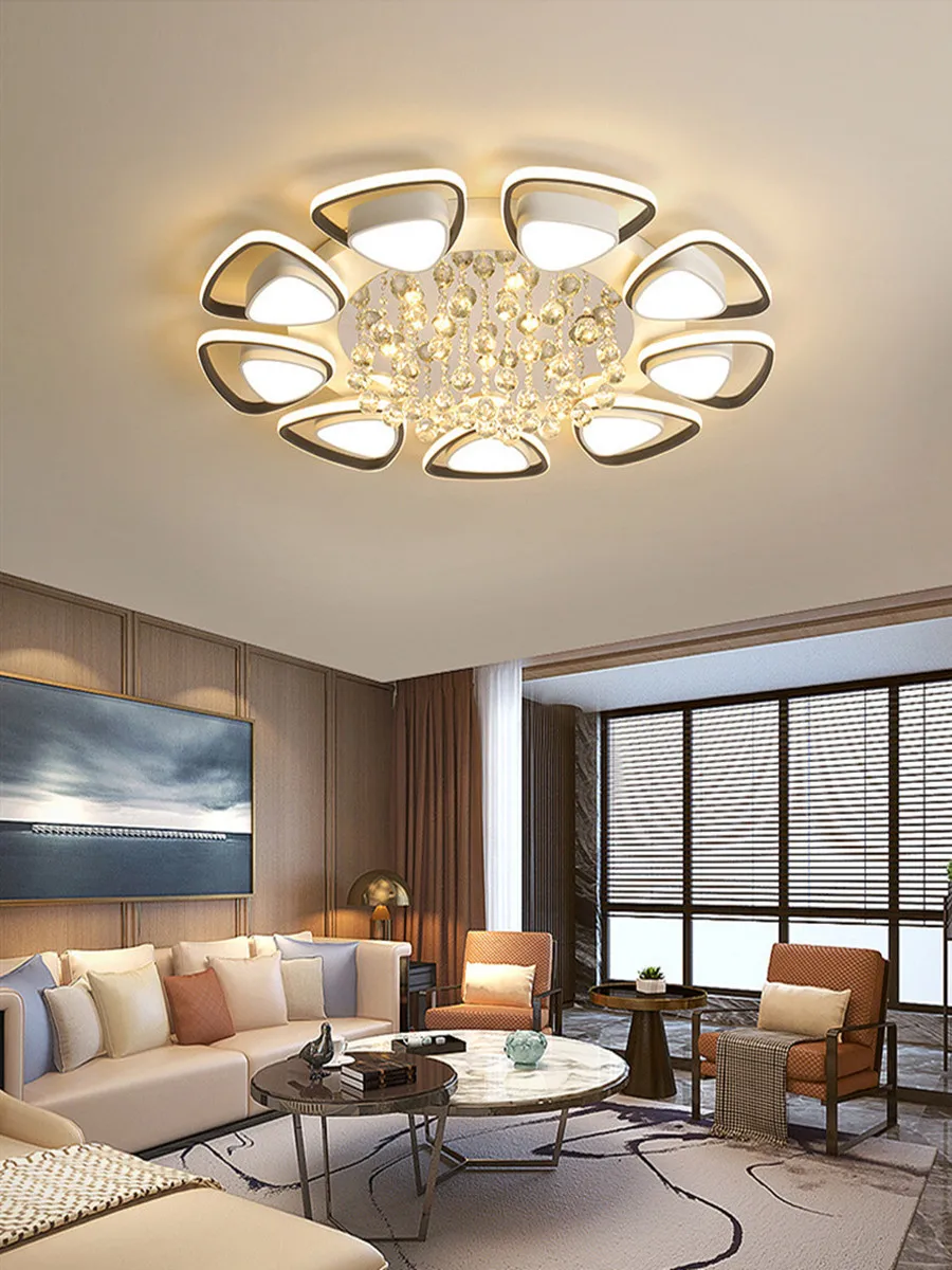 

Living room lamp headlight 2019 new room lamp led ceiling lamp modern simple atmosphere round crystal lamp