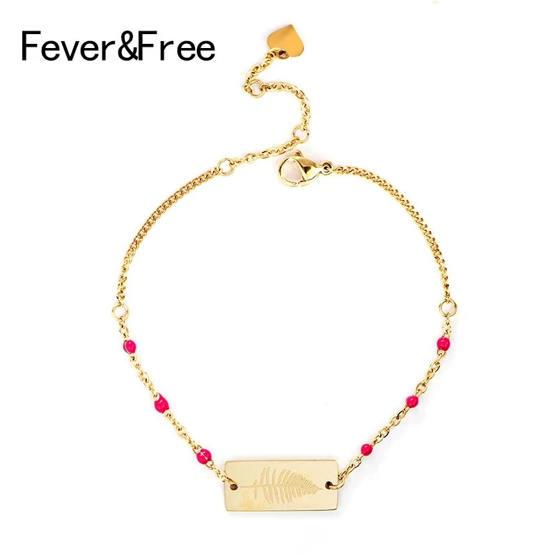 Fever &amp Free простой тонкий бисер камень браслет набор Бохо Ретро из нержавеющей