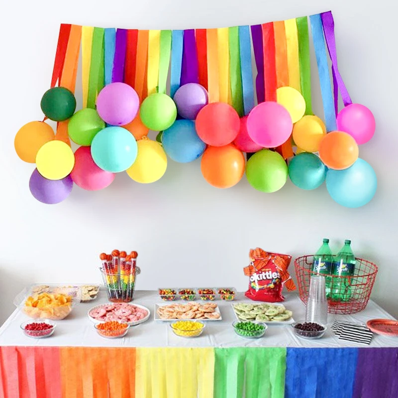 Extremadamente importante Ejercicio Gallina Decoraciones para fiesta de cumpleaños, guirnalda de globos, serpentinas de papel  crepé de arcoíris para Baby Shower, decoraciones para fiesta de cumpleaños| Decoraciones DIY de fiestas| - AliExpress