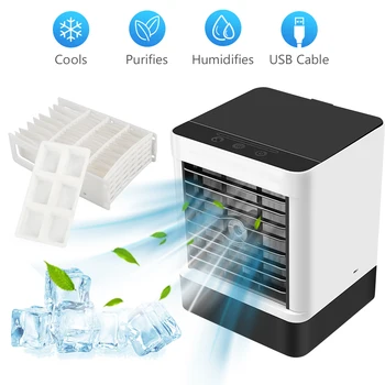 

USB Mini Air Cooler Fan Air Cooling Conditioner with Night Light Portable Humidification Desktop Air Cooler Multifunction Summer