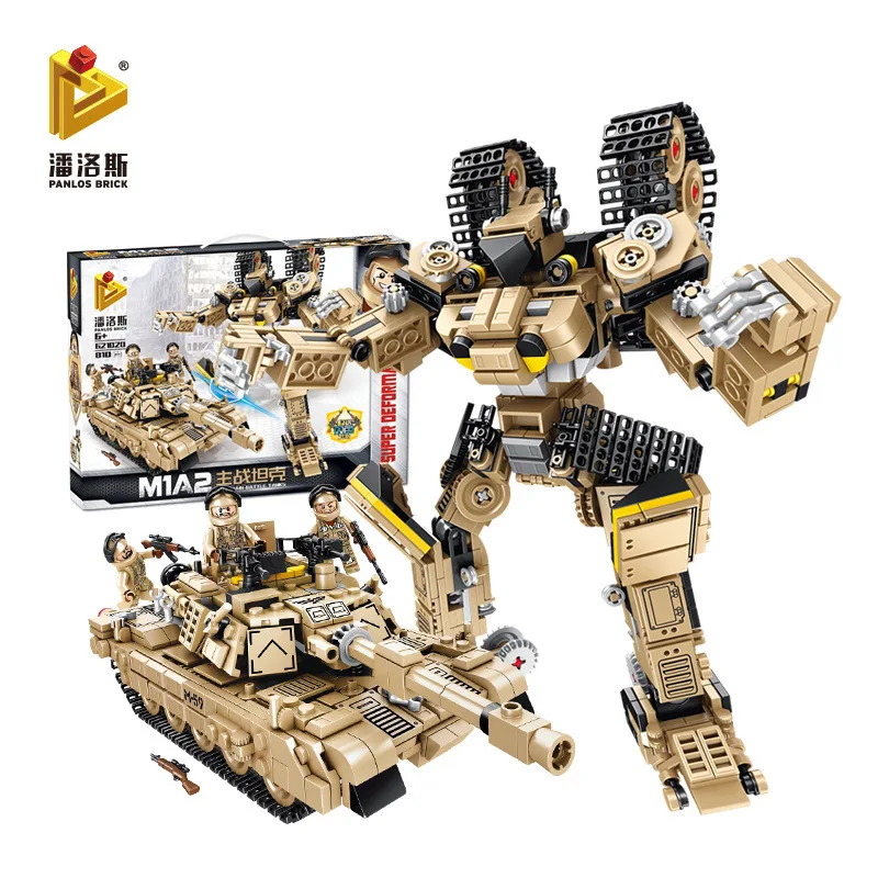 

Pan luo si 621020-21 M1A2 Main Battle Type 99 Transformation Military Tank Boy War Assembled Building Blocks Toy