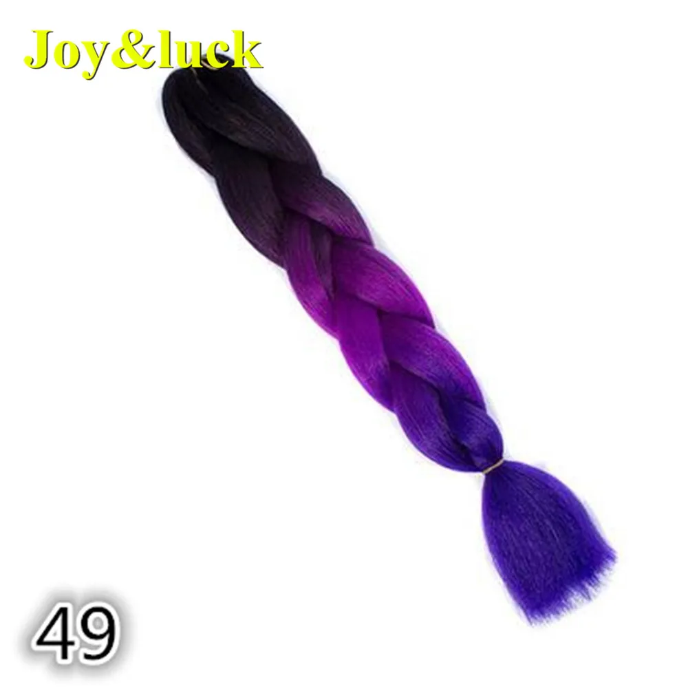 Joy&luck женские огромные косички 24 дюйма длинные трехцветные синтетические косички модные вязаные косички для наращивания волос - Цвет: 49