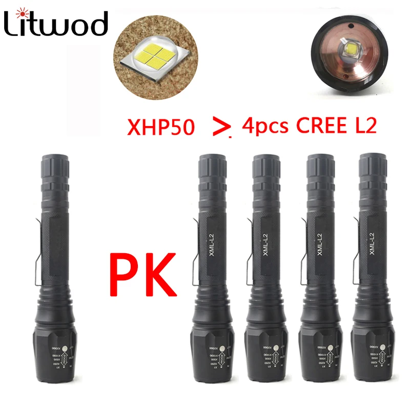 Z20 Litwod Охотничий Тактический фонарик 8000 лм CREE XHP50/L2/T6 мощный светодиодный фонарь