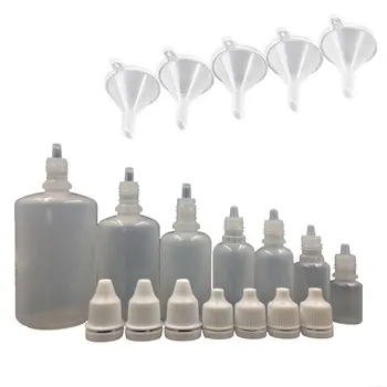 

50PCS 30ml Wholesale Empty Plastic Squeezable Dropper Bottles Eye Juice Liquid Sample Nose Drop Refillable Bottle + 10 Funnels