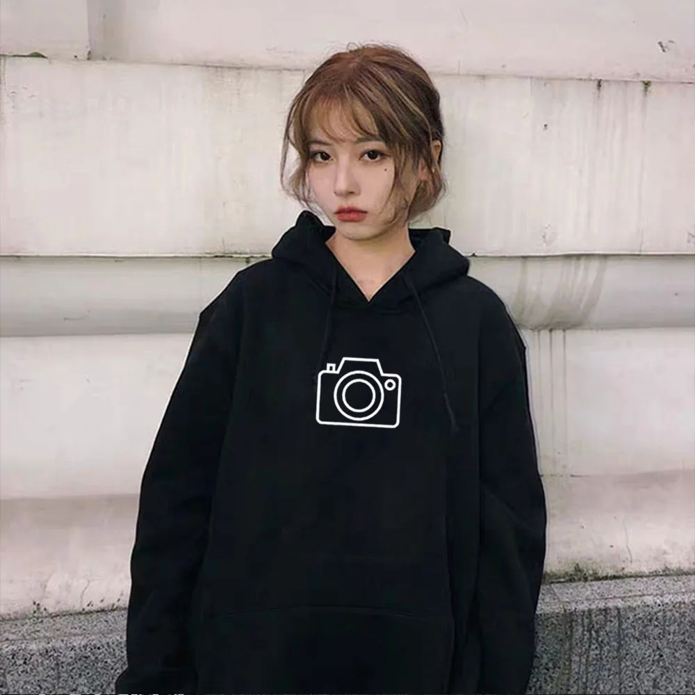  Graphics Camera Print Kawaii Sweatshirt Femmes Oversized Hoodies Tops Pullovers for Woman Girls Poc