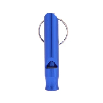 

1pcs Mini Emergency Outdoor Hiking Camping Aluminum Survival Whistle with Keychain Blue