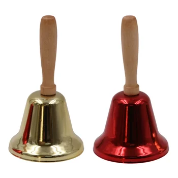 

Iron Art Christmas Hand Bell With Wooden Handle Xmas New Year Santa Claus Festival Party Celebrate Rattle Shop Hotel Handbell