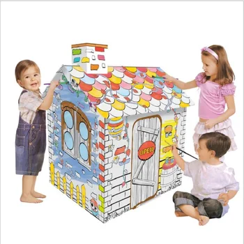 

DIY Doodle Graffiti stereoscopic room cardboard Children's handmade paper cutting 3 d color painting