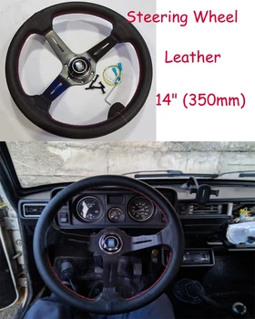 

ND Steering Wheel 14" (350mm) Leather red line Steering Wheel light deep Racing Steering Wheel Aluminum shift