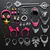 38pcs/Set Barbi Doll Accessories Simulation Jewelry Necklace Crown Earrings Pink Hanger Mirror Comb For Barbi Doll Toys 1
