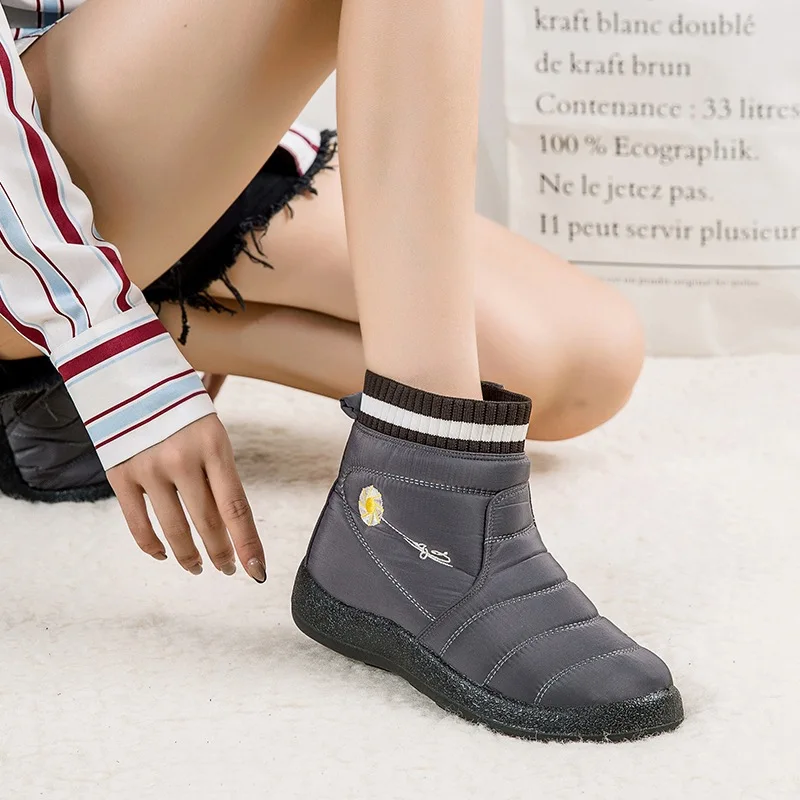 Waterproof Women Snow Boots With Plush Fashion Keep Warm Outdoor Shoes Big Kids & Adult Winter Boots Size 35-43