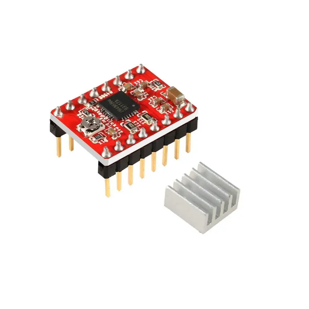 A4988 Red 100 шт. детали 3D-принтера Reprap A4988 DRV8825 модуль драйвера шагового двигателя с радиатором Stepstick DRV8825 совместимый StepStick - Цвет: A4988 Red