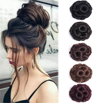 

5 Colors Womens Gripper Hairpin Scrunchie Natural Bun Hair Piece Up Do Extension