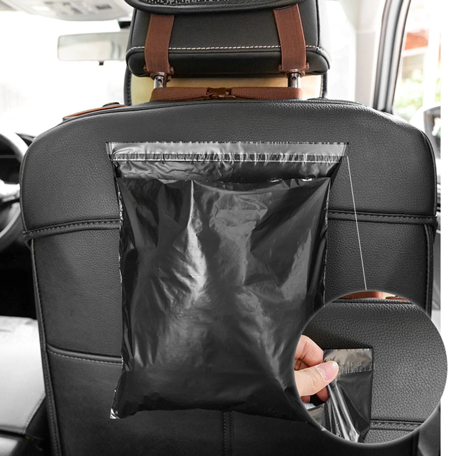 Disposable Car Trash Bag, Easy Stick on Waterproof Leakproof Portable Auto Vomit Garbage Can