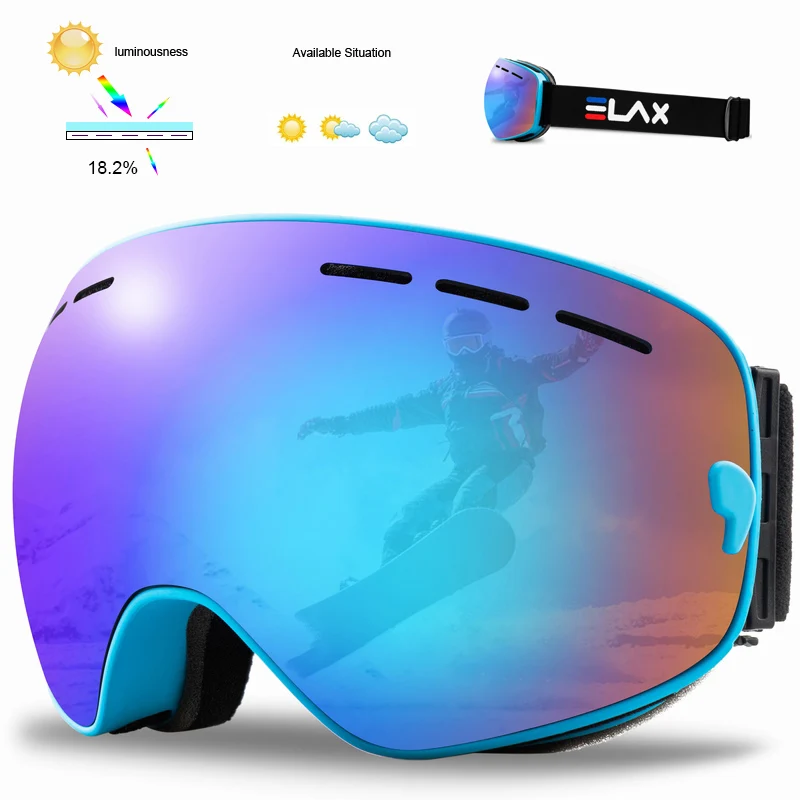 Новинка, лыжные очки, двухслойные, 10 цветов, УФ-защита, анти-туман, большая Лыжная маска, очки для катания на лыжах, для мужчин и женщин, очки для сноуборда, poc - Цвет: SE5