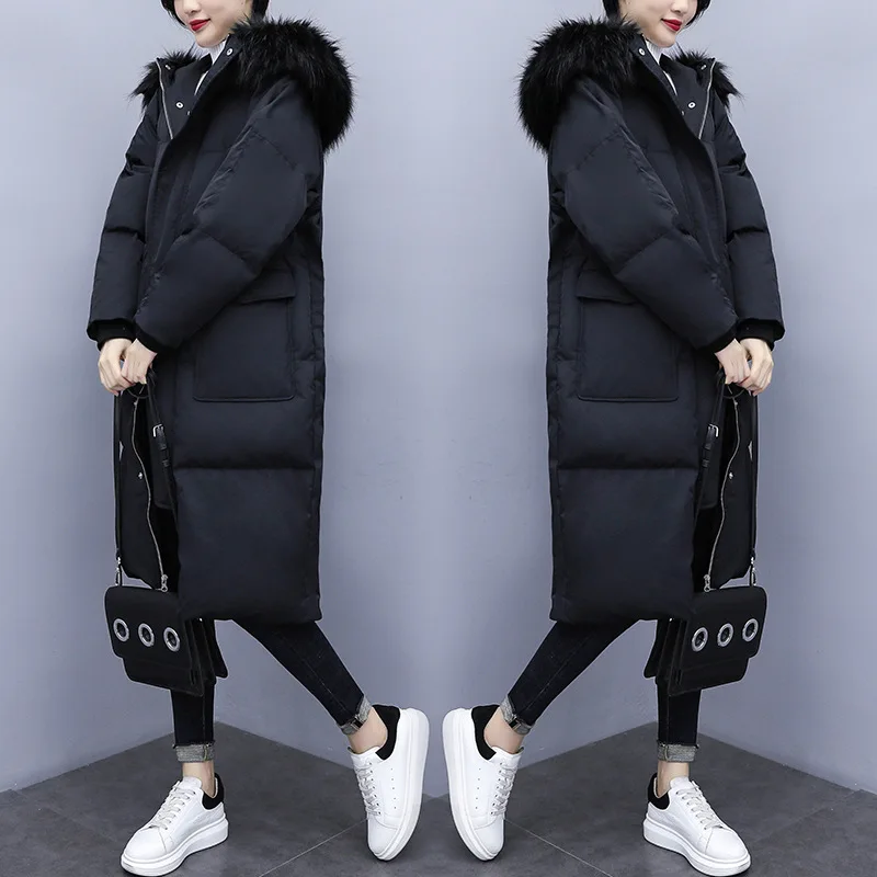 

2019 Winter New Style Large Size Fat Mm Plus-sized Fashion Black Slimming Thick by Age Warm Long Cotton Coat