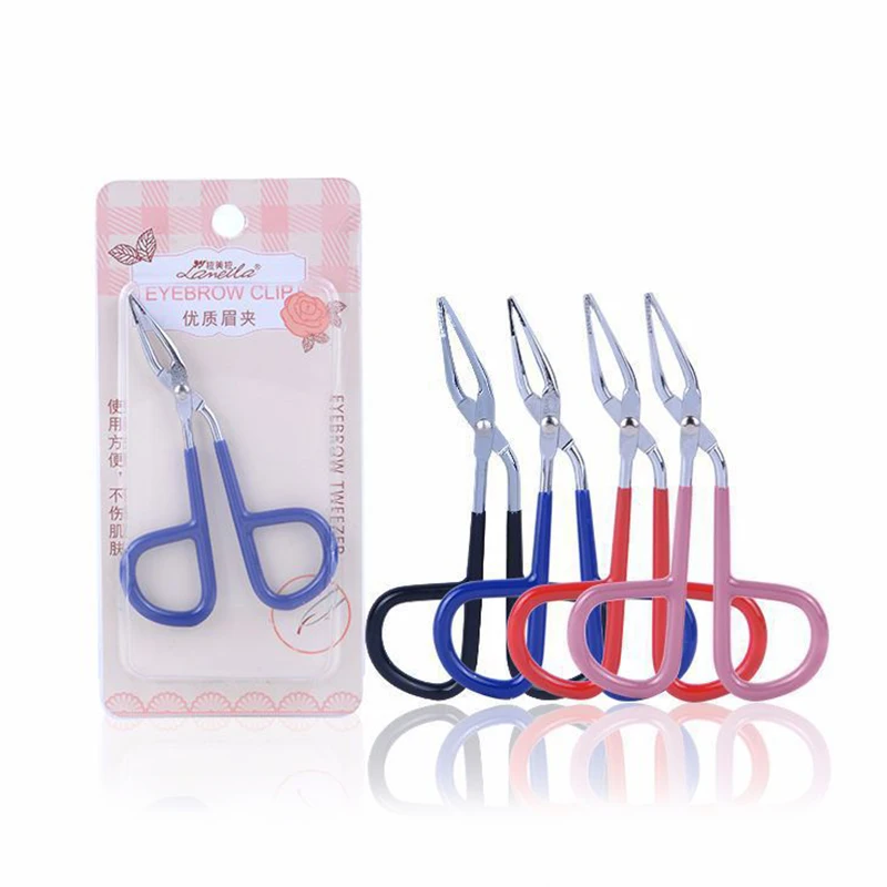 

Portable Trimming Eyebrow Tweezer Stainless Steel Eyebrow Clip Makeup Tools Random Color