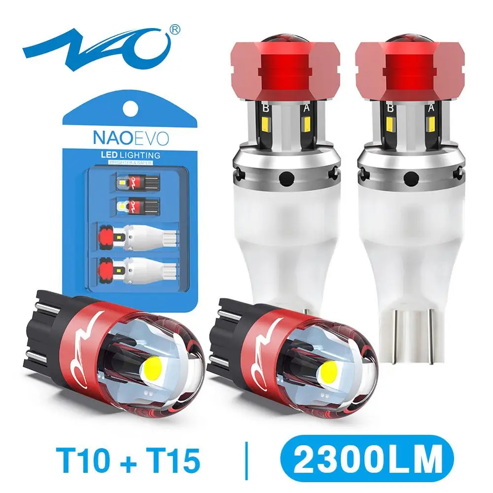 NAO W16W светодиодный T15 921 обратный светильник лампочки CANBUS 2000LM 8 Вт T10 W5W 6000K белый 912