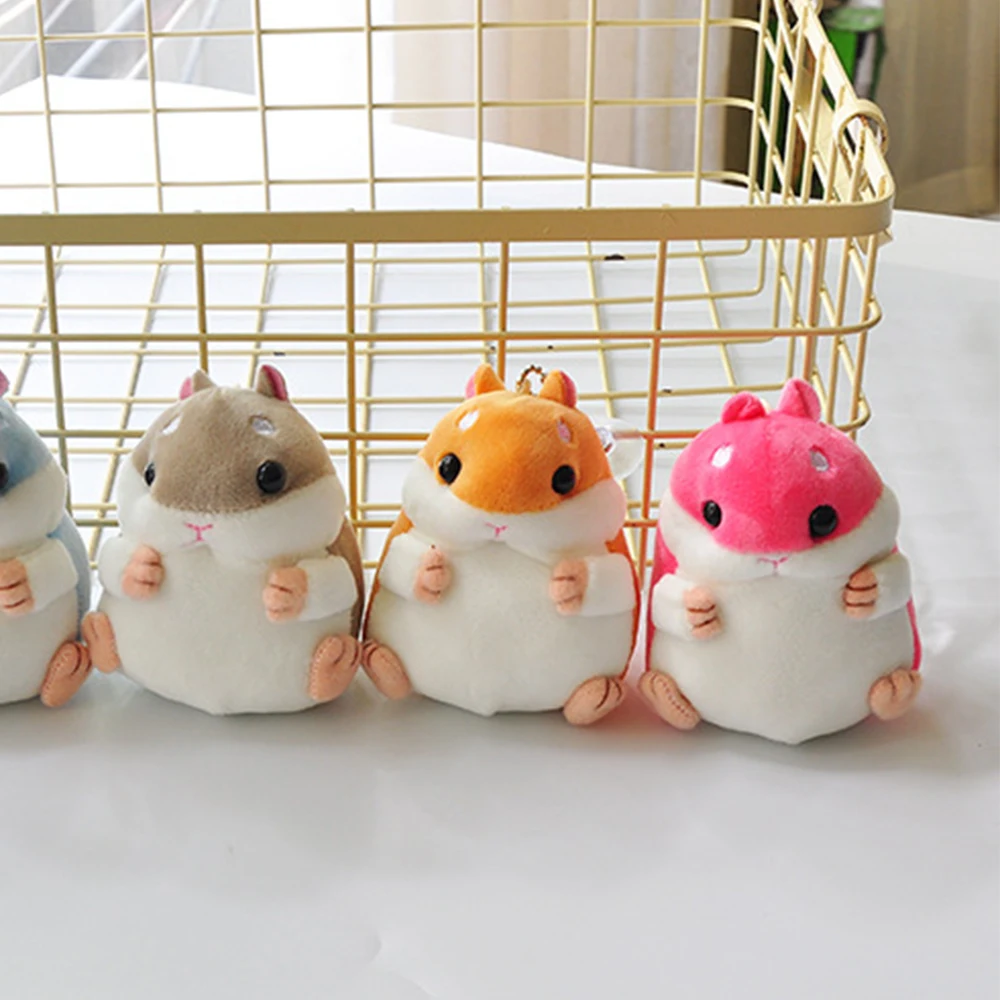 Baby Kids Doll Keyring Soft Pom Plush Cartoon Animal Small Hamster Keychain Toy Stuffed Mouse Toys 4