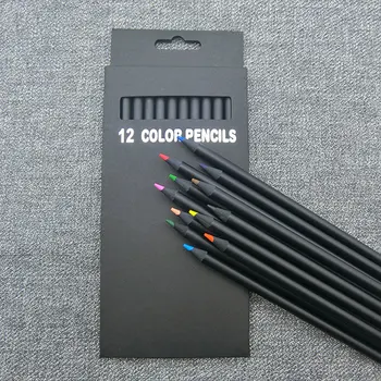 

Colored Pencils Creative Black Wood 12Pcs/Set Gifts Art School Art Set Kids Supplies Drawing Tool