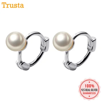 

Trusta 100% 925 Sterling Silver Cute Pearls Geometric Ear Cuff Clip On Earring For Women Girl Piercing Jewelry DS1177