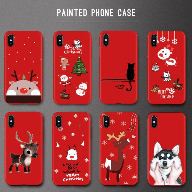

Phone Case For iPhone XS Max XR X 8 7 6 6S Plus Case Soft TPU Cover Red Christmas Tree Capa Fundas For iPhoneXS 11Pro Snowflake
