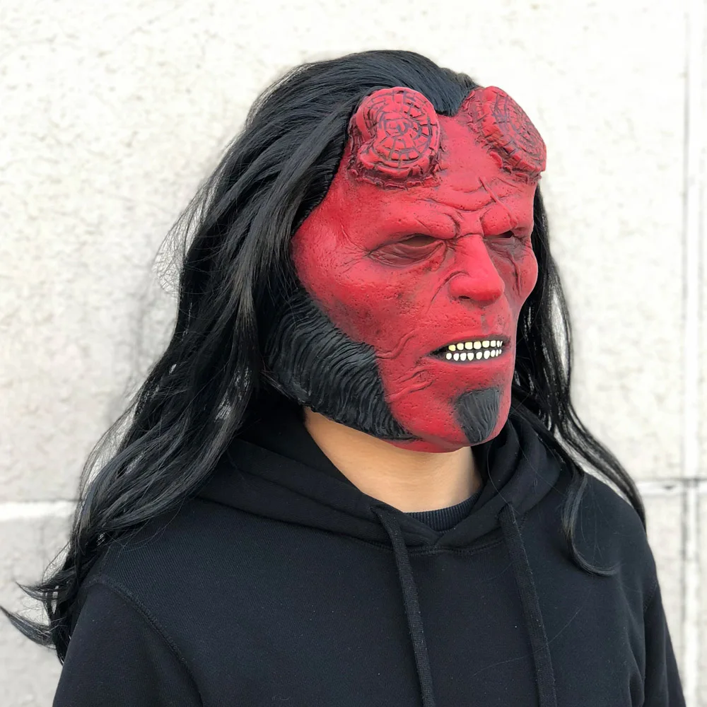Hellboy Rise of the Blood Queen Mask Cosplay Hellboy Call of Darkness Latex Masks Helmet Horror Halloween Party Props2