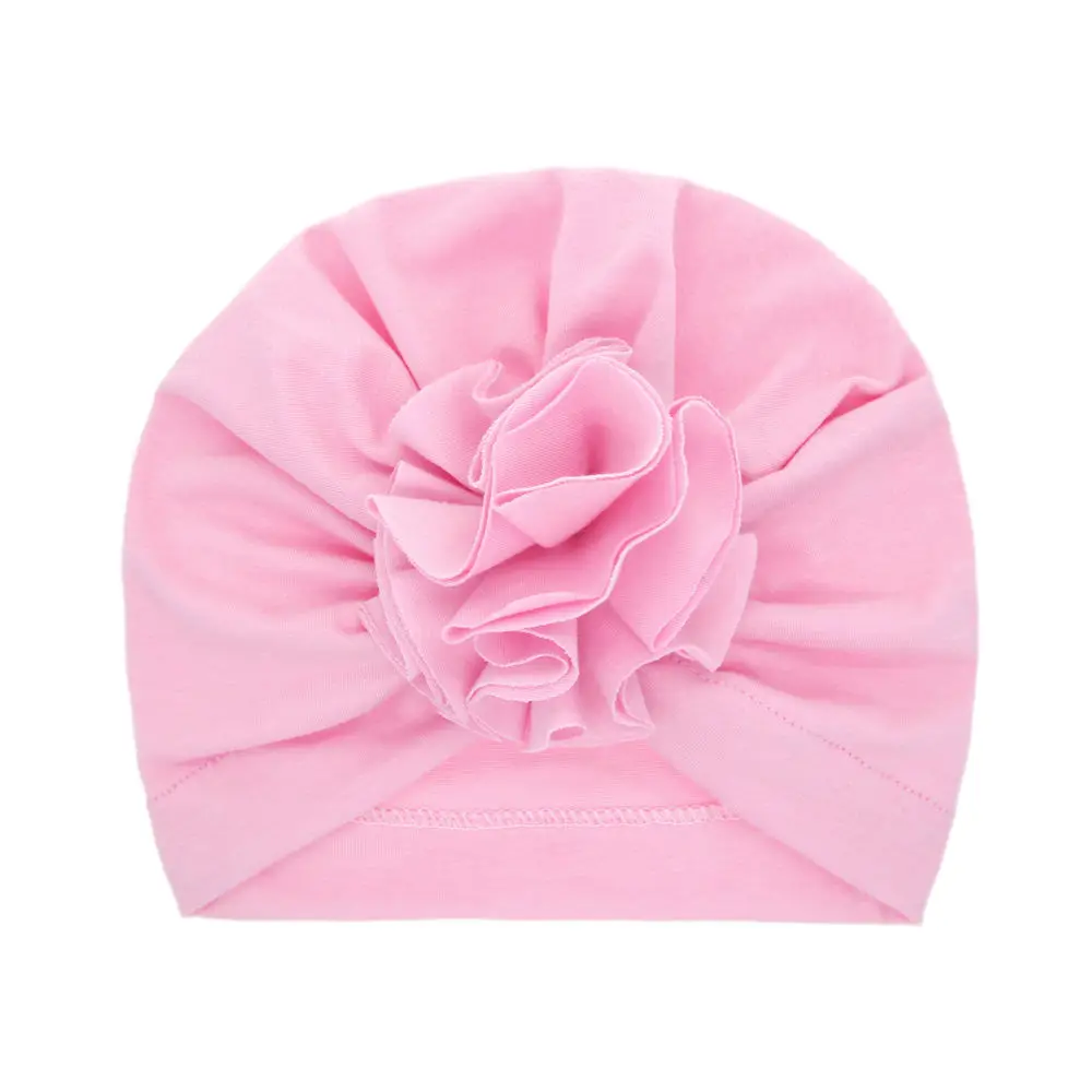 Light pink Детская чалма, шапочка для маленьких девочек, шапка-тюрбан из хлопка, детская шапка для фотосессии, подарок для новорожденных, зимняя шапка, бренд H106 - Цвет: Light pink