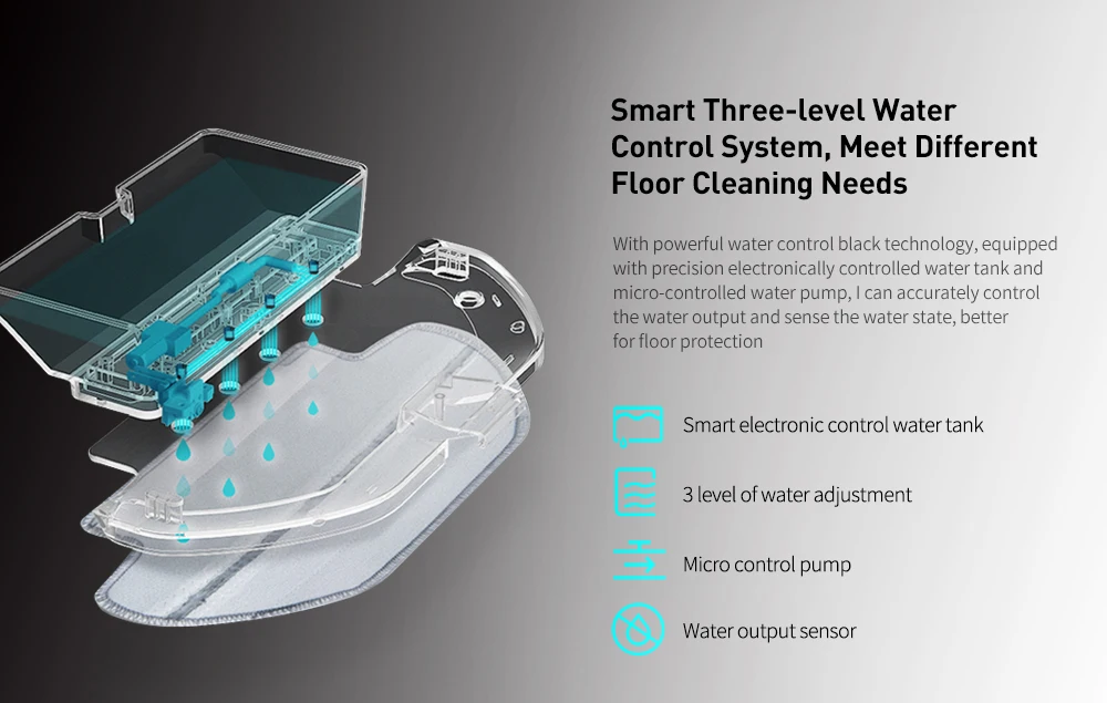 VIOMI V2 Pro Robot Vacuum Cleaner 3 Cleaning Mode LDS Sensor APP Virtual Wall Self-charging 2 in 1 Sweeping Mopping - Natural Black