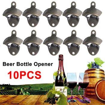 

10pcs Bottle Openers Cast Iron Wall Mounted Bar Vintage Style Bars Bottle Opener Home Kitchen Dinning Bar Accessories