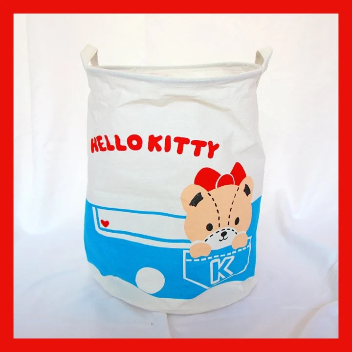 Cartoon HelloKitty My Melody Cinnamoroll PomPomPurin BadBadtz-maru Foldable Laundry Rack Dirty Clothes Basket Toy Storage Bucket