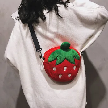 

Women Bags Fruit Strawberry Suede Shoulder Bag Crossbody Handbag Ladies Girls Fashion Flock Fruit Shoulder Crossbody Bags Bolsa
