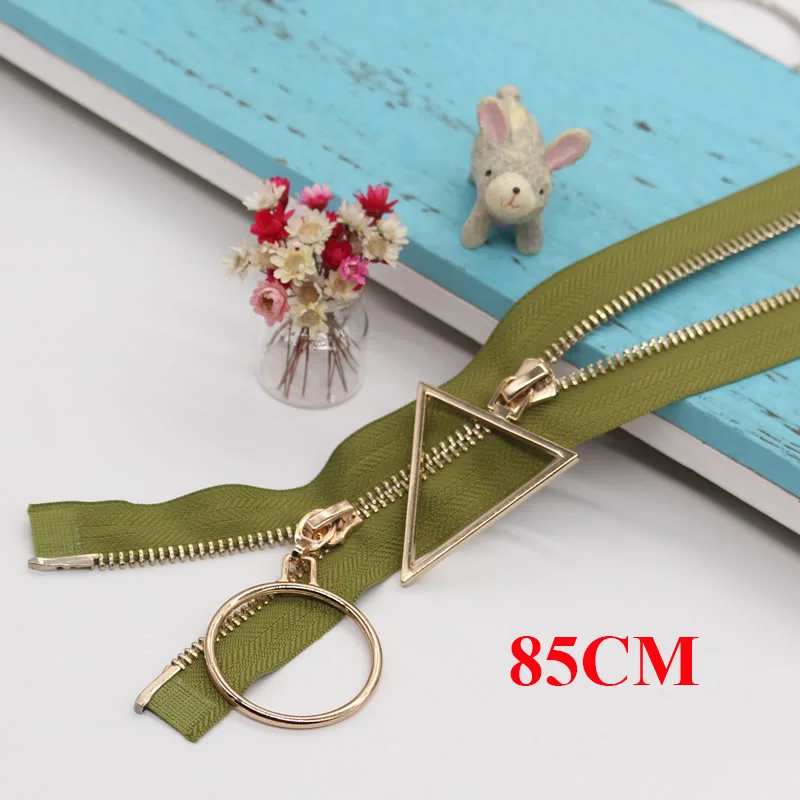 green-1-85cm Meetee 5#85-120 см металлическая молния двойной ползунок с двойными способами Open-end хвост аксессуары для одежды Рюкзак Пальто DIY ремесла AP545 - Цвет: green-1-85cm