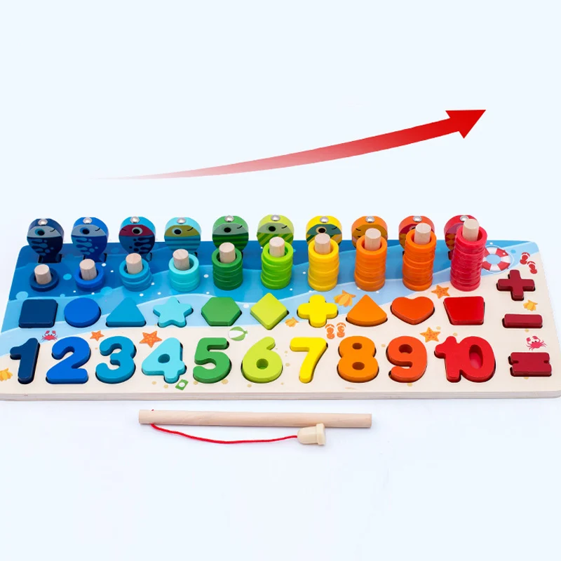 

Kid Fishing Game Toy Wooden Numbers Set 3-in-1 Math Learning Intelligence Training High Quality