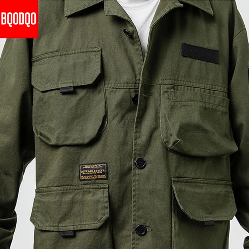  Fitness Military Army Green Jacket Coat For Men Autumn Multi-Pocket Jackets Winter Streetwear Casua