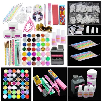 

1Set Professional Nail Art Glitter Acrylic Powder Liquid Glitter Clipper Primer File Nail Art Tools Kit Decoration Tools